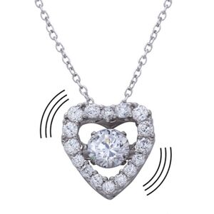HMJ Diamond Floating Necklace for Women,1Carat Moissanite Dancing Heart Pendant.
